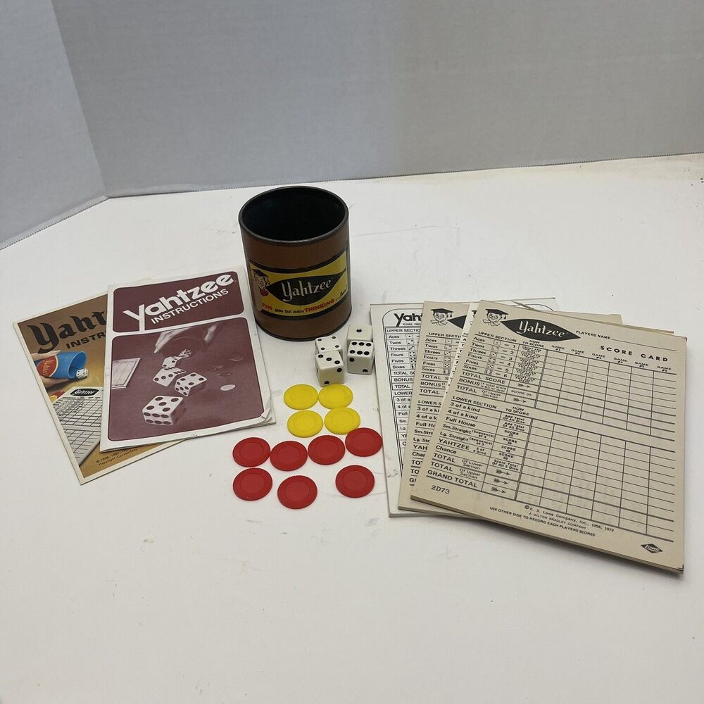 Vintage 1956- 1983 YAHTZEE Replacement Pieces Dice Shaker Pad Game E.S. Lowe Co
